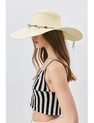 Wide Brim Straw Beach Hat - 1