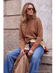 Wardrobe Essentials Tan Soft Textured Special Yarn Basic Knitwear Sweater - 5