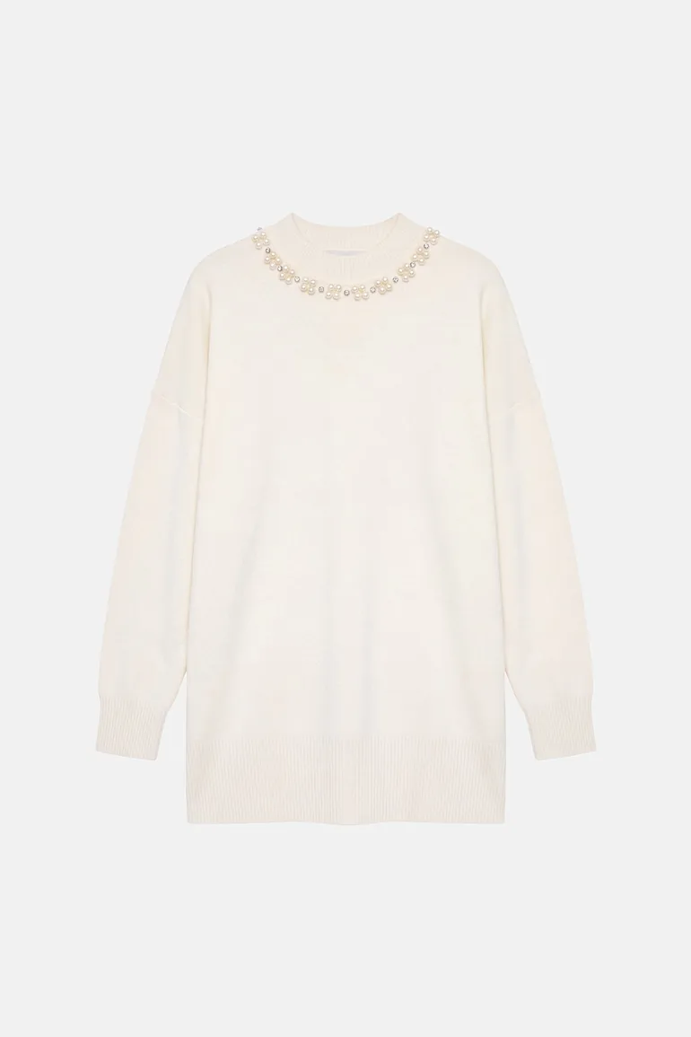 SWEATER WITH PEARL COLLAR - 7