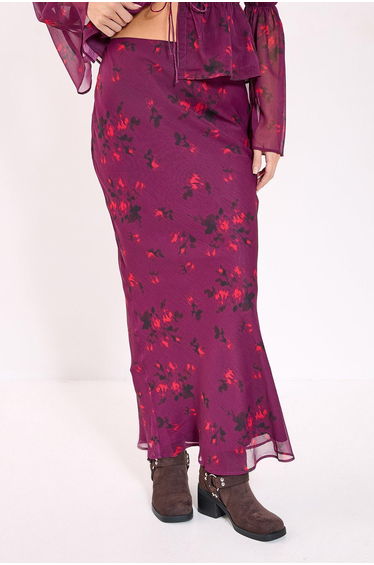 Floral Chiffon Bias Maxi Skirt product thumbnail 2