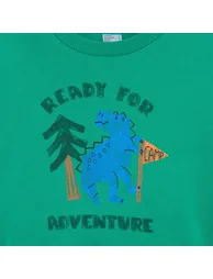 Dinosaur Print Fleece Crew Neck Sweatshirt - 1