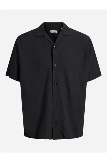 Men Solid Slub Resort Collar Shirt