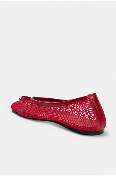 Red Bow Detailed Mesh Women's Ballerina Flats product thumbnail 4