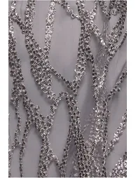 Embroidered Mesh Tiered Midi Dress - Grey by Goddiva - 4