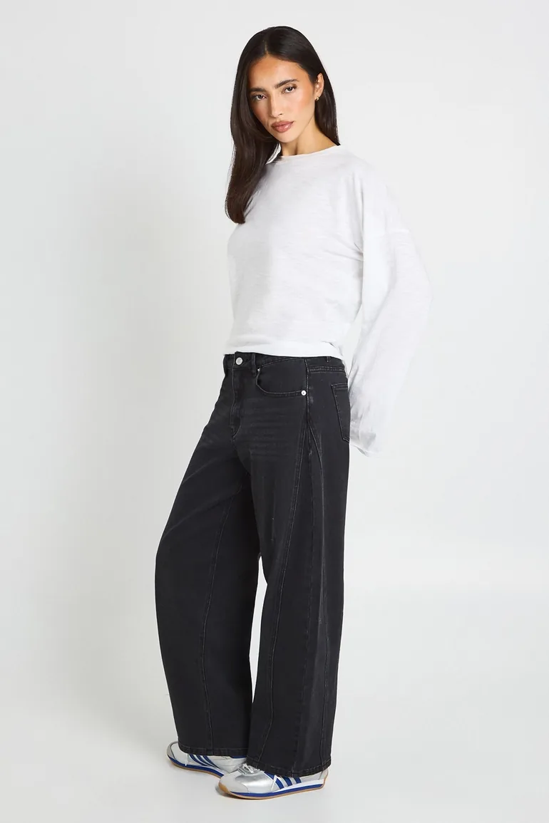 The Mid Waist Barrel Jean - washed black - 2