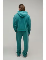 Oversized Man Sport Washed Zip Through Hoodie - washed teal - 1