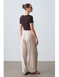 Dilvin Wide-Leg Trousers With Elastic Drawstring Waist - 1