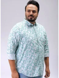 Plus Men Blue Regular Fit Floral Casual Shirt - 4