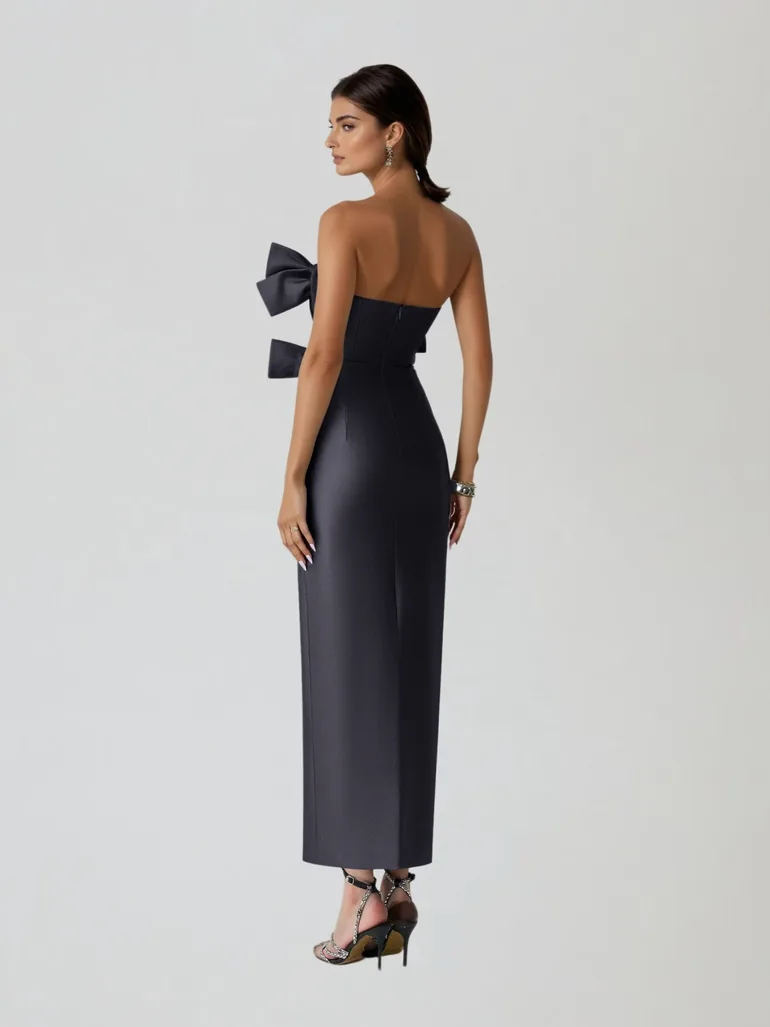 Drexyla Strapless Bow Bandage Maxi Dress - 3
