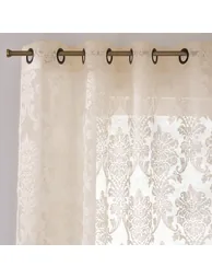 Arabesque Damask Single Voile Eyelet Panel - 2