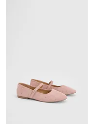 Cressie Faux Suede Studded Padded Mary Jane Ballet Flats