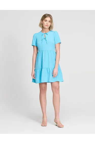 Lola Tie Front Tiered Short Dress