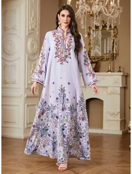 Women Floral Printed Embellished Jalabiya