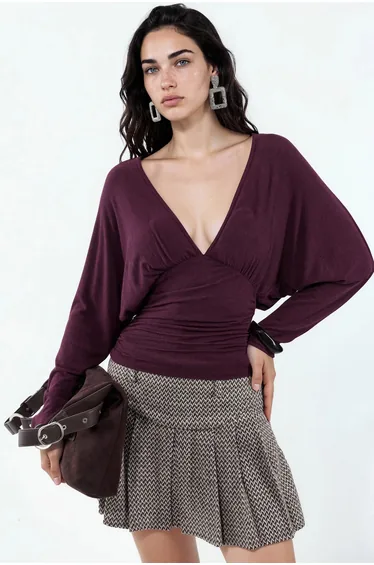 BUSEM Loose-fit V-neck Knitted Blouse