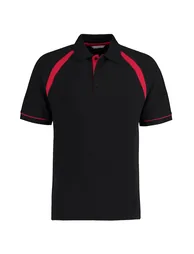 Kustom Kit Oak Hill Mens Short Sleeve Polo Shirt - Black/Bright Red - 1