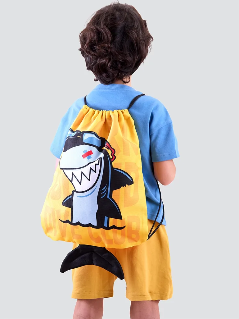 Shark Boy's Yellow Backpack-Beach Bag