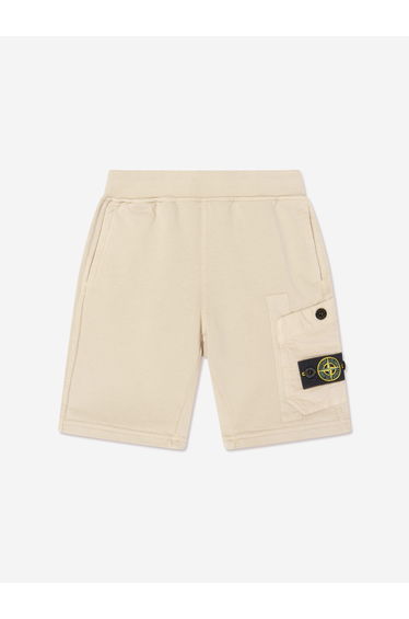 Stone Island Boys Logo Pocket Shorts in Beige