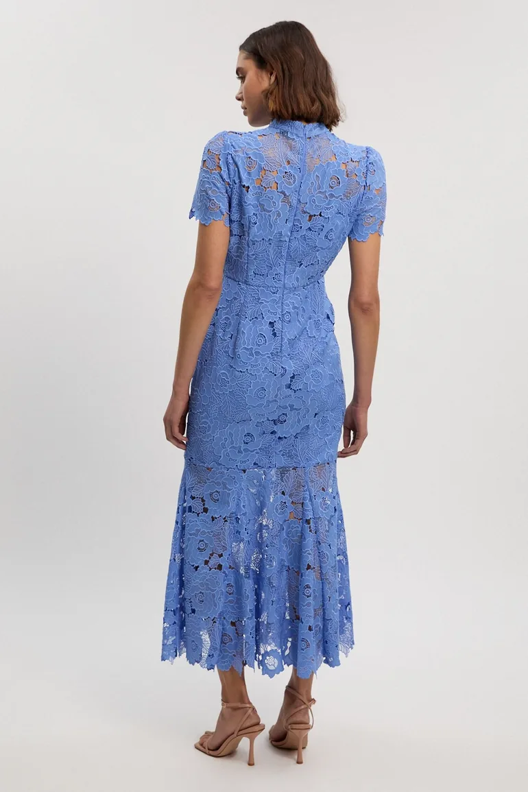 Guipure Lace High Neck Woven Midi Dress Karen Millen : Premium Dresses :  VogaCloset Oman