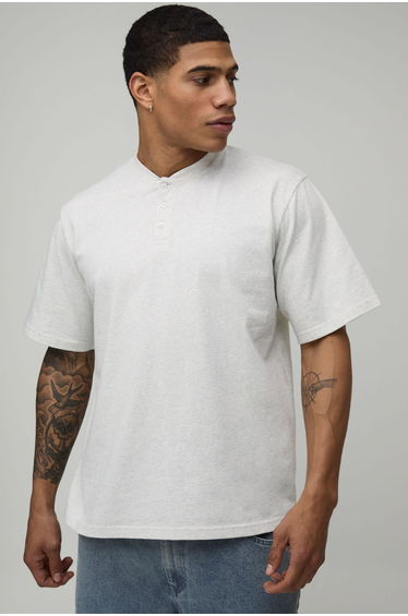 Relaxed Heavyweight Henley T-shirt - oatmeal
