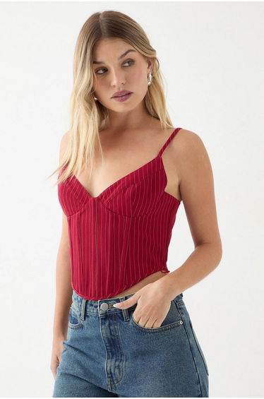 Pinstripe Boned Corset Bustier Top