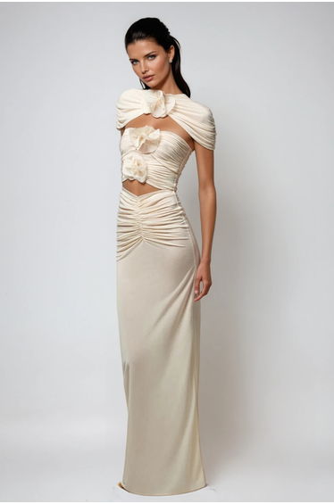 Carmelo Flower Ruch Cutout Skirt Set