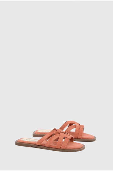 Michelle Faux Suede Caged Slip-On Flat Sandals
