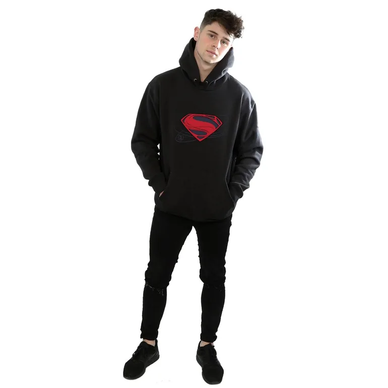 DC Comics Mens Justice League Movie Superman Logo Hoodie - Black - 3