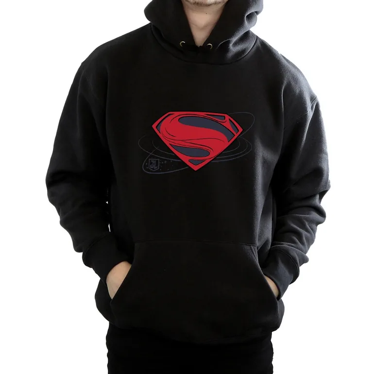 DC Comics Mens Justice League Movie Superman Logo Hoodie - Black - 2