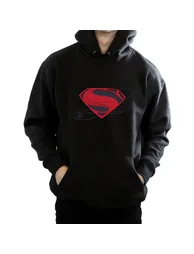 DC Comics Mens Justice League Movie Superman Logo Hoodie - Black - 2