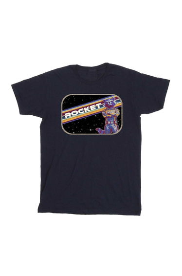 Guardians Of The Galaxy Volume 3 Girls Rocket Raccoon Pose Cotton T-Shirt - Navy Blue