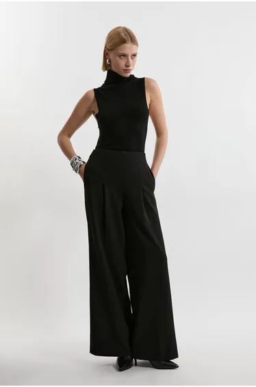 Forever Compact Stretch Essential Wide Leg Tailored Trouser