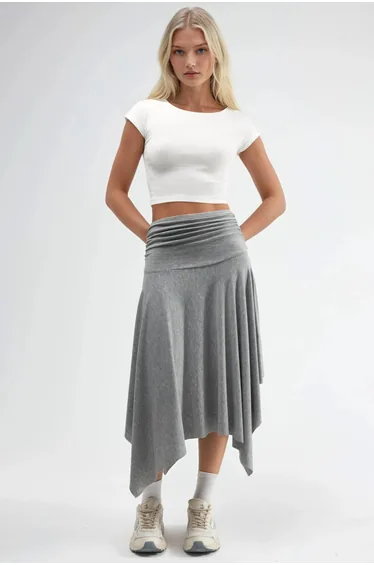 BUSEM Soft Touch Asymmetrical Midi Skirt