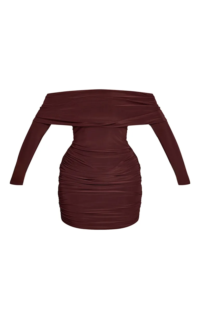 Shape Chocolate Slinky Twist Cut Out Detail Mini Dress - 4