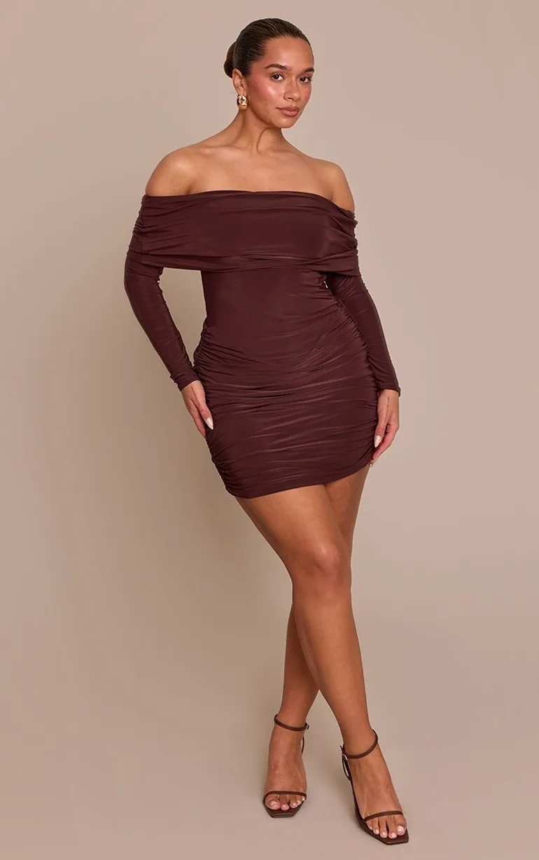 Shape Chocolate Slinky Twist Cut Out Detail Mini Dress - 2