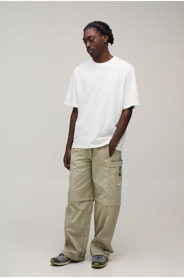 Baggy Fit Zip Off Cargo Utility Track Pants - stone