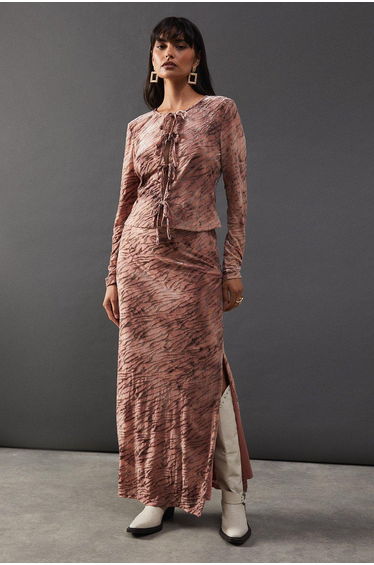 Burnout Devore Column Maxi Skirt