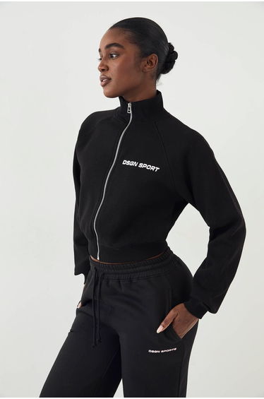 DSGN Studio Sport Funnel Neck Raglan Bomver Sweatshirt - black