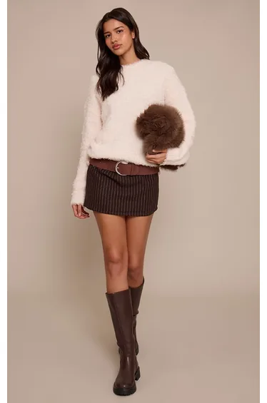 Tall Cream Teddy Knit Oversized Jumper