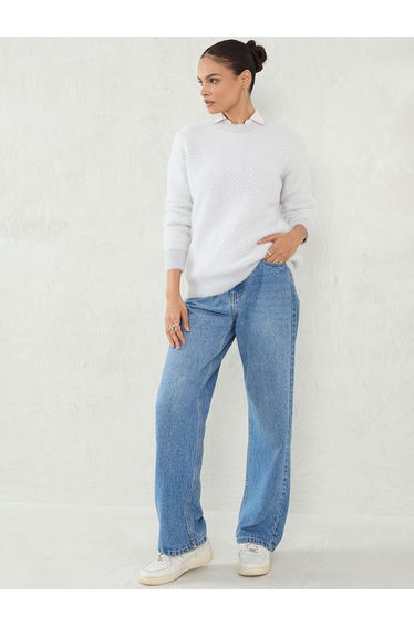 Chevron Pattern Fuzzy Knit Sweater