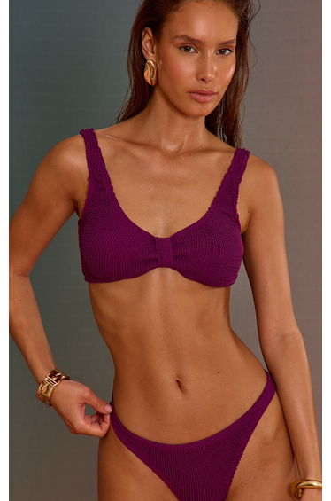 Purple Crinkle Knot Front Bikini Top