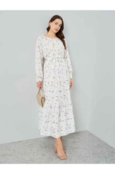 Women Floral Print Tiered Maxi Dress