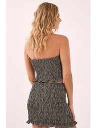 Premium Gingham Shirred Bandeau Top - 3