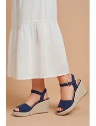 Wide Fit Rebekah Faux Suede Peep Toe Espadrille Wedge Sandals