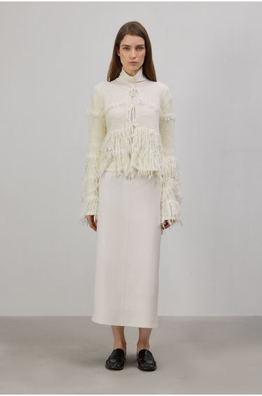 FRINGED KNITTED CARDIGAN
