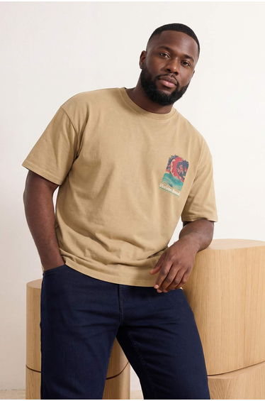 Plus Size Mink Knit Oversize/Wide Cut With Aged/Faded Effect 100% Cotton T-shirt