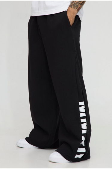 Extreme Wide Leg Pleated Gusset Jogger - black
