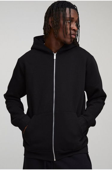 Tall Basic Regular Zip Through Hoodie - black