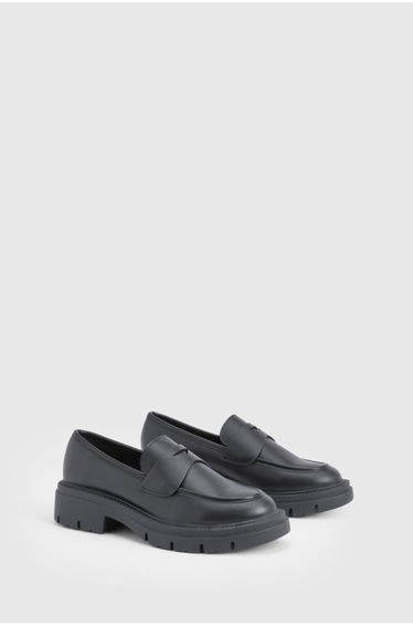 Chunky Panel Detail Loafers - black