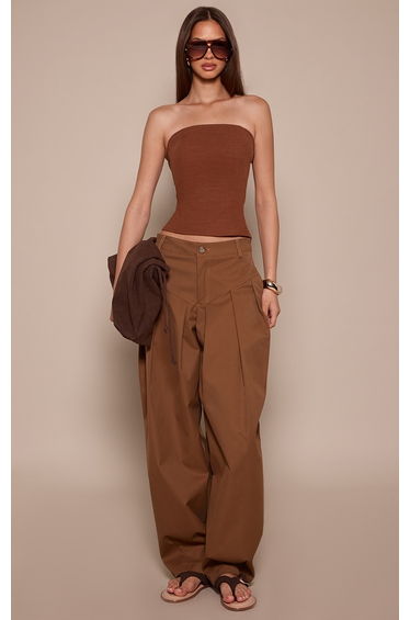 Chocolate Woven Bandeau Top