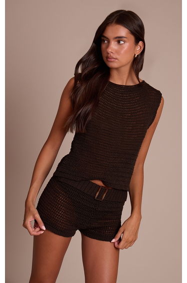 Chocolate Boatneck Slouchy Knitted Top